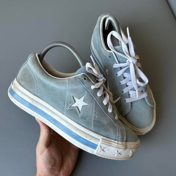 Rare Vintage 90s Blue Platform Chunky Converse One Star - Picture 1 of 8